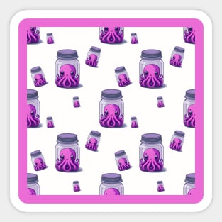 Pink Octopus in Jar Pattern Sticker
